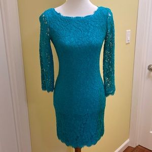 Diane Von Furstenberg Lace Dress Teal Size 4